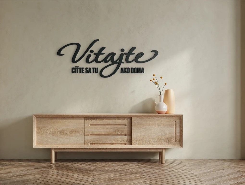drevko Drevený nápis Vitajte Rozmer obrazu: 31,5 x 83,5 cm, Farba dekorácie: Čierna