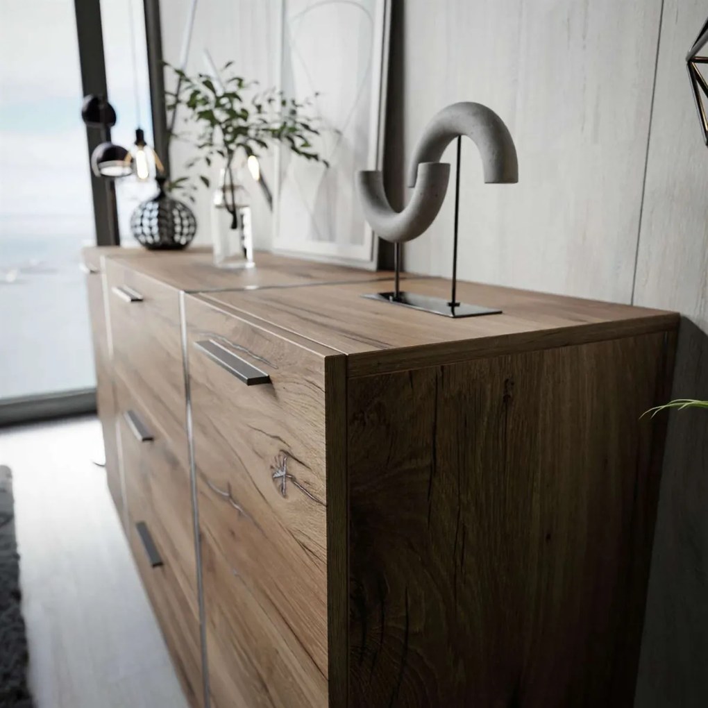 KOMODA SANTINO DUB FLAGSTAFF + ČIERNY 158 cm