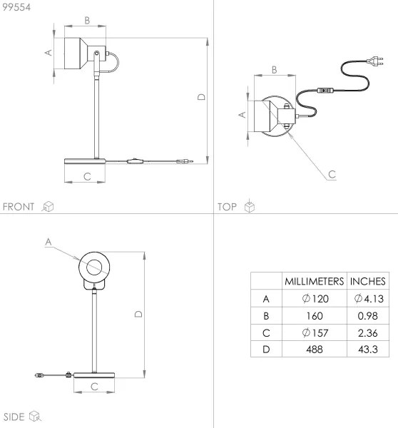 Eglo 99554 - Stolná lampa CASIBARE 1xE27/28W/230V