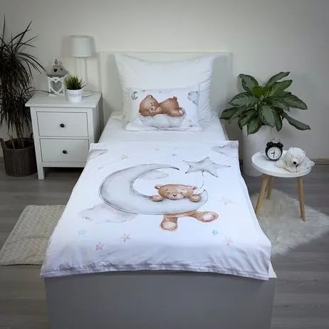 Jerry Fabrics Obliečky do postieľky 100x135 + 40x60 cm - Medvedík "Mesiac"