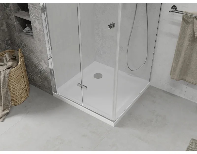 Mexen Lima sprchovací kút 90 (dvere) x 90 (stena) cm, 6mm číre sklo, chrómový profil + SLIM sprchová vanička biela 5cm, 856-090-090-00-00-4010