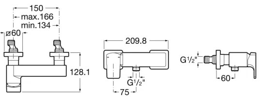 Roca A5A2D01C00 - Sprchová batéria L90 lesklý chróm