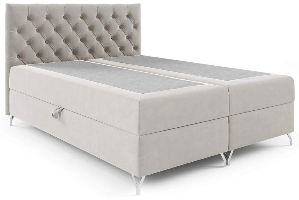 Wilsondo Čalúnená boxspring manželská posteľ Guliette s matracom - sivá Rozmer: 180x200
