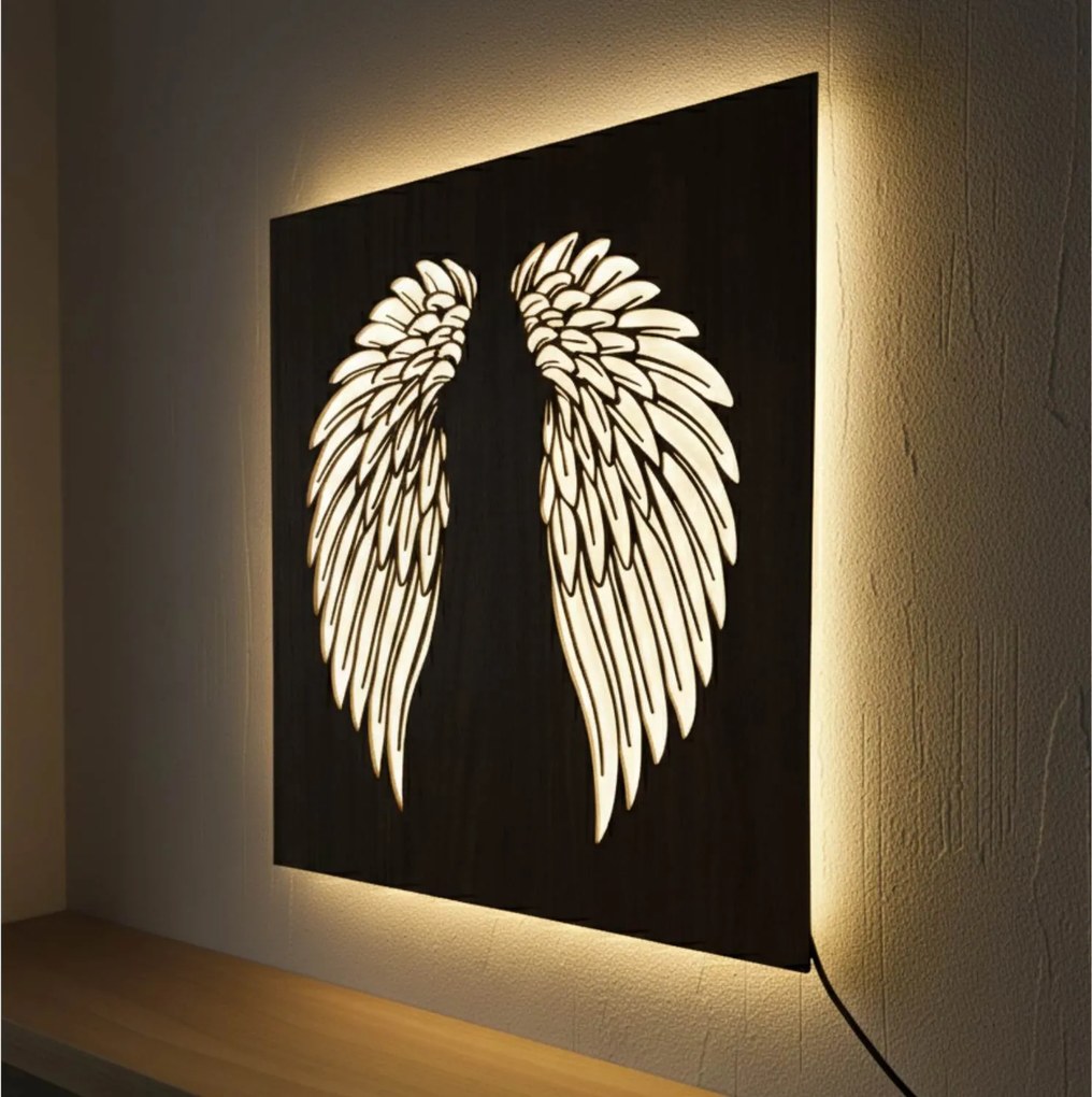 SENTOP | LED drevený obraz – Anjelske krídla | Podsvietená nástenná dekorácia od | SENTOP LED0501