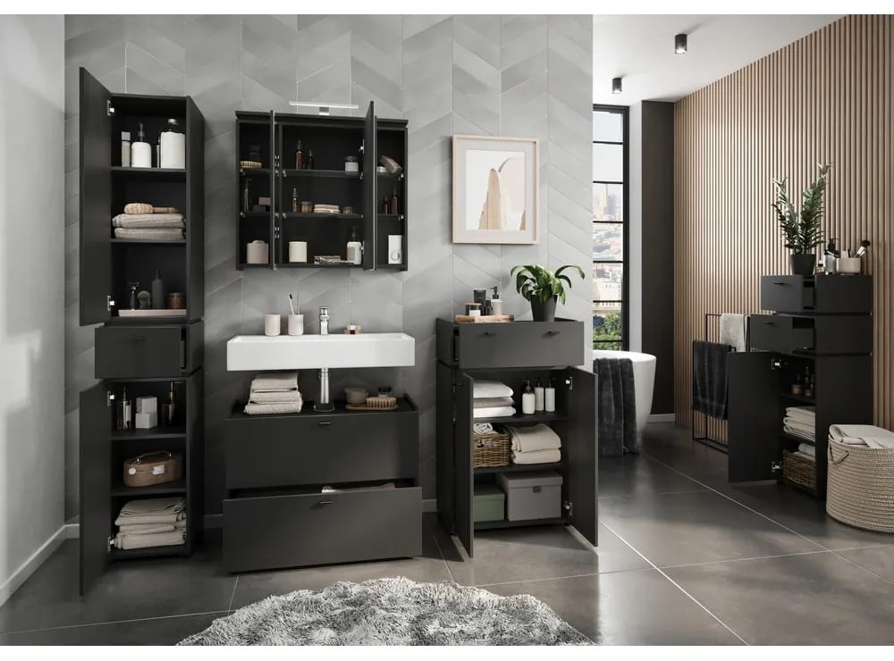 Antracitovosivá vysoká kúpeľňová skrinka 34x189 cm Modesto – Germania