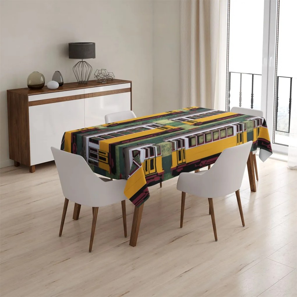 Sablio Obrus Lisabonské historické električky Zelený Pattern - 90x90 cm