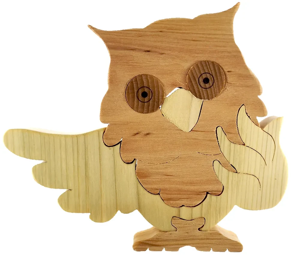 AMADEA Drevené puzzle sova, masívne drevo dvoch druhov drevín, 22 cm