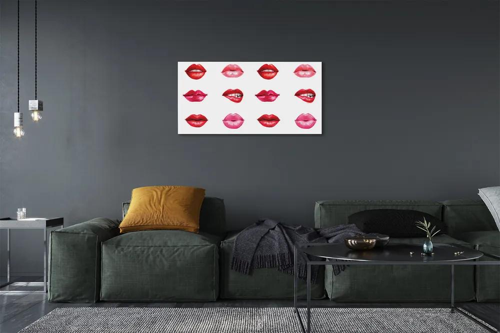 Obraz canvas Červené a ružové pery 140x70 cm