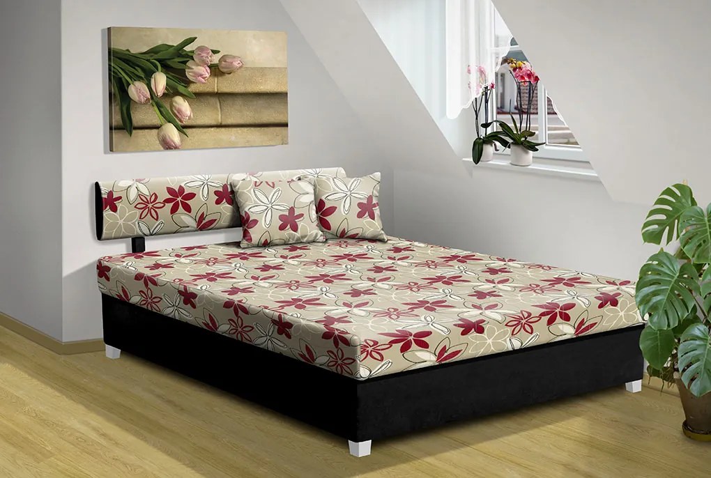 Nabytekmorava čalúnená posteľ s úložným priestorom Aurelie 140 farba čalúnenie: černá 04, čalúnenie: 57181-017 červená