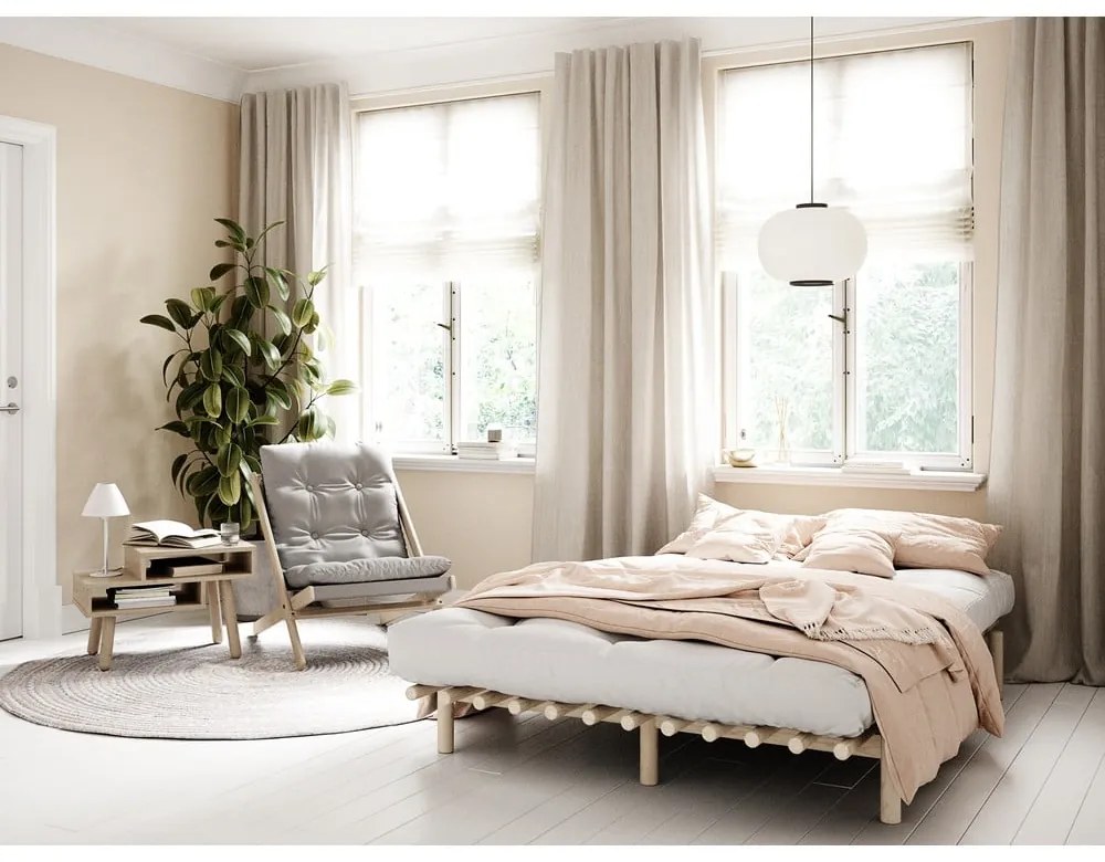 Sivé skladacie kreslo z bukového dreva Karup Design Boogie Raw/Linen