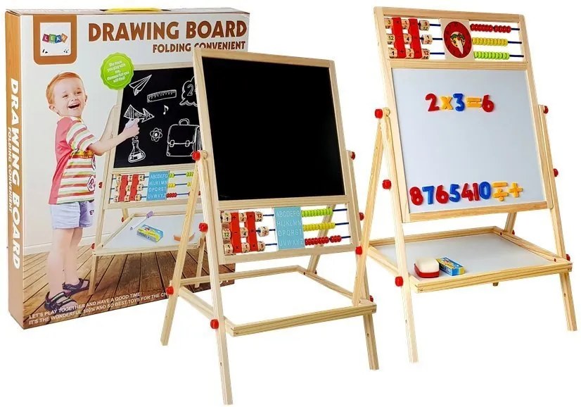 LEAN Toys Drevené tabuľové počítacie hodiny s magnetom