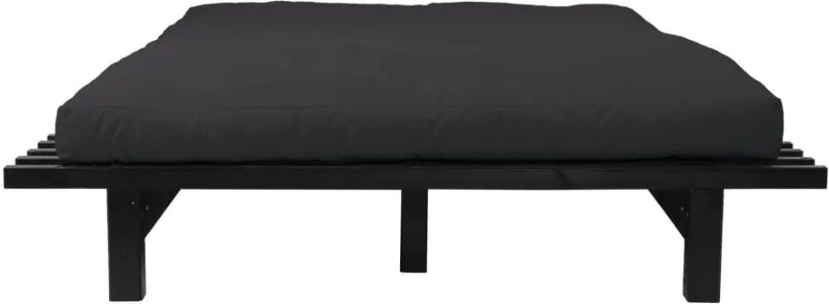 Dvojlôžková posteľ z borovicového dreva s matracom Karup Design Blues Double Latex Black/Black, 140 × 200 cm
