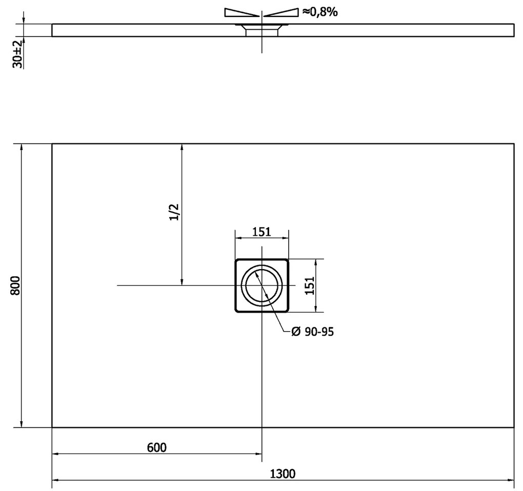 Polysan Polysan, FLEXIA sprchová vanička z liateho mramoru s možnosťou úpravy rozmeru 130x80x3cm, 72899