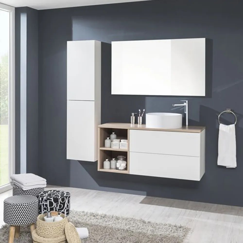 Mereo, Mereo Aira, kúpeľňová skrinka 170 cm vysoká, ľavé otváranie, Multidecor, Light Rock Hickory, MER-CN794LNLRH1