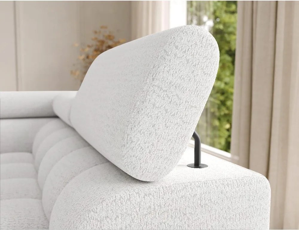 Krémovobiela rozkladacia rohová pohovka z textílie buklé (pravý roh/do tvaru "U") Feraria – ELTAP