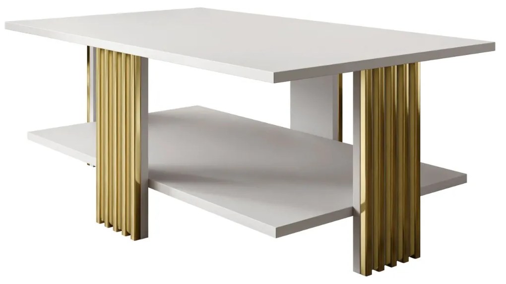 KONFERENČNÝ STOLÍK CHARLES BIELY MATNÝ + ZLATÝ