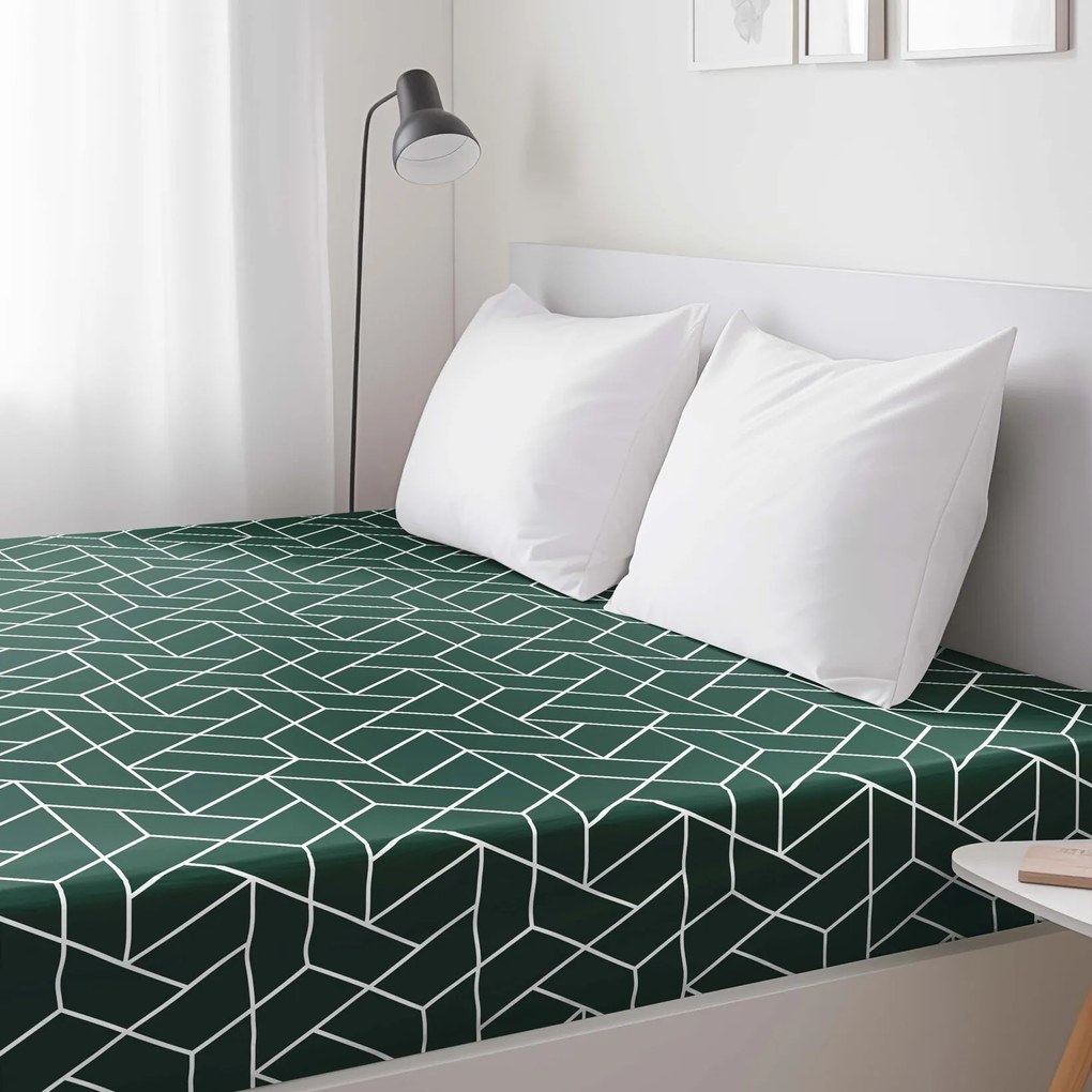Goldea bavlnená napínacia plachta - mozaika na tmavo zelenom 180 x 200 cm