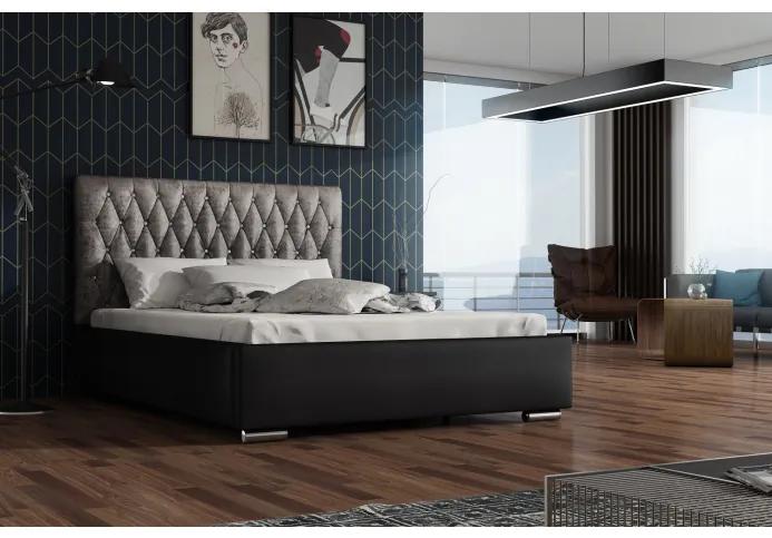 Dizajnová manželská posteľ 140x200 SIRENA - čierna / strieborná