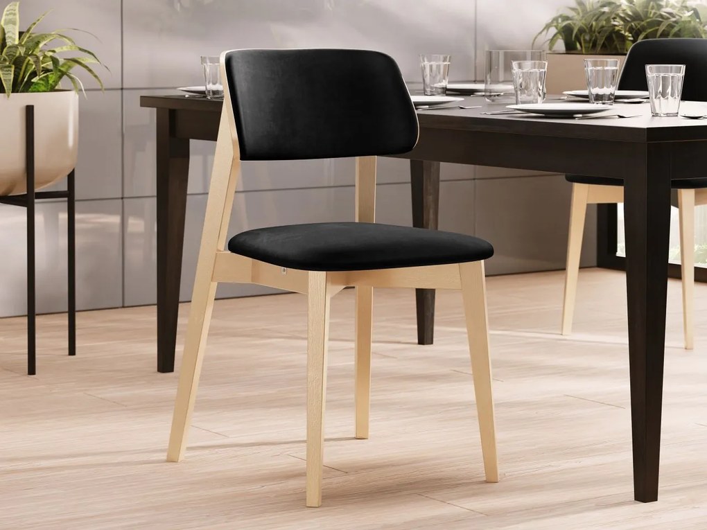 Čalúnená jedálenská stolička KT63/C, Dostupné poťahy: Magic Velvet 2217, Farby: czarny