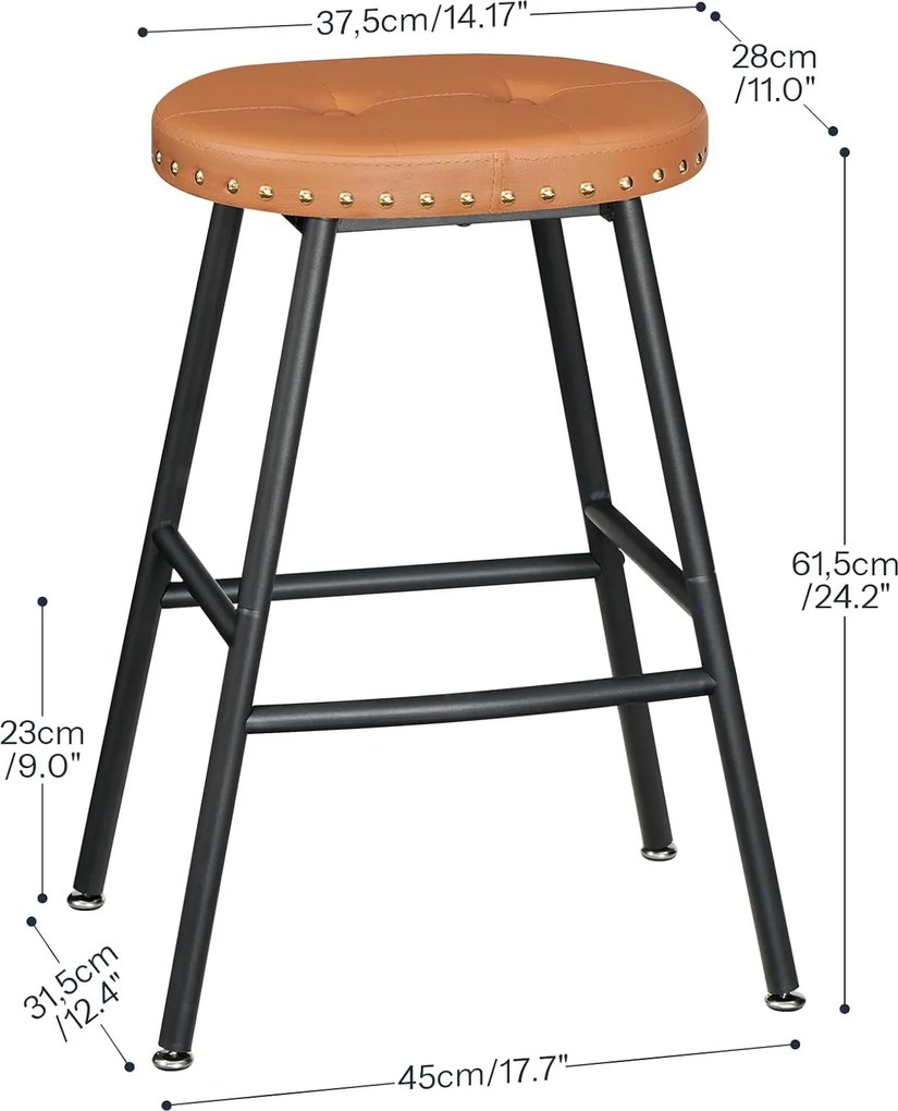 Sada 2 ks barových židlí Ironform hnědá/černá