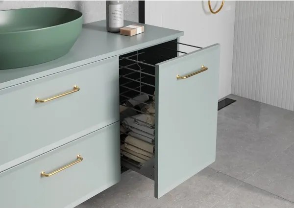 Cersanit S1022-010-Závesná kúpeľňová skrinka s košom na bielizeň MILLE 40x45 cm mintová