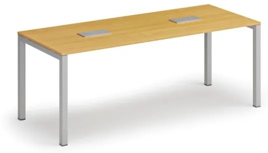 Stôl SQUARE 2000 x 800 x 750, buk + 2x stolná zásuvka TYP III, strieborná