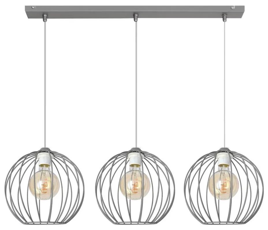 Luster na lanku MERCURE 3xE27/15W/230V šedá