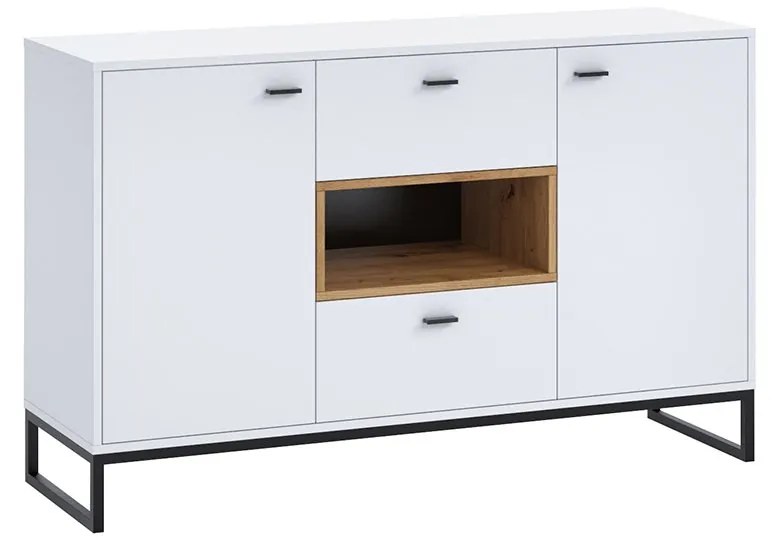 Kombinovaná komoda Olier K2D2SZ OL02, Farby: dub artisan / dub artisan + čierny