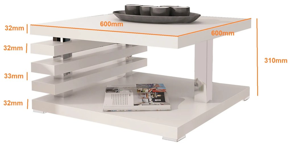 Konferenčný stolík Kyram (biela). Vlastná spoľahlivá doprava až k Vám domov. 1055177