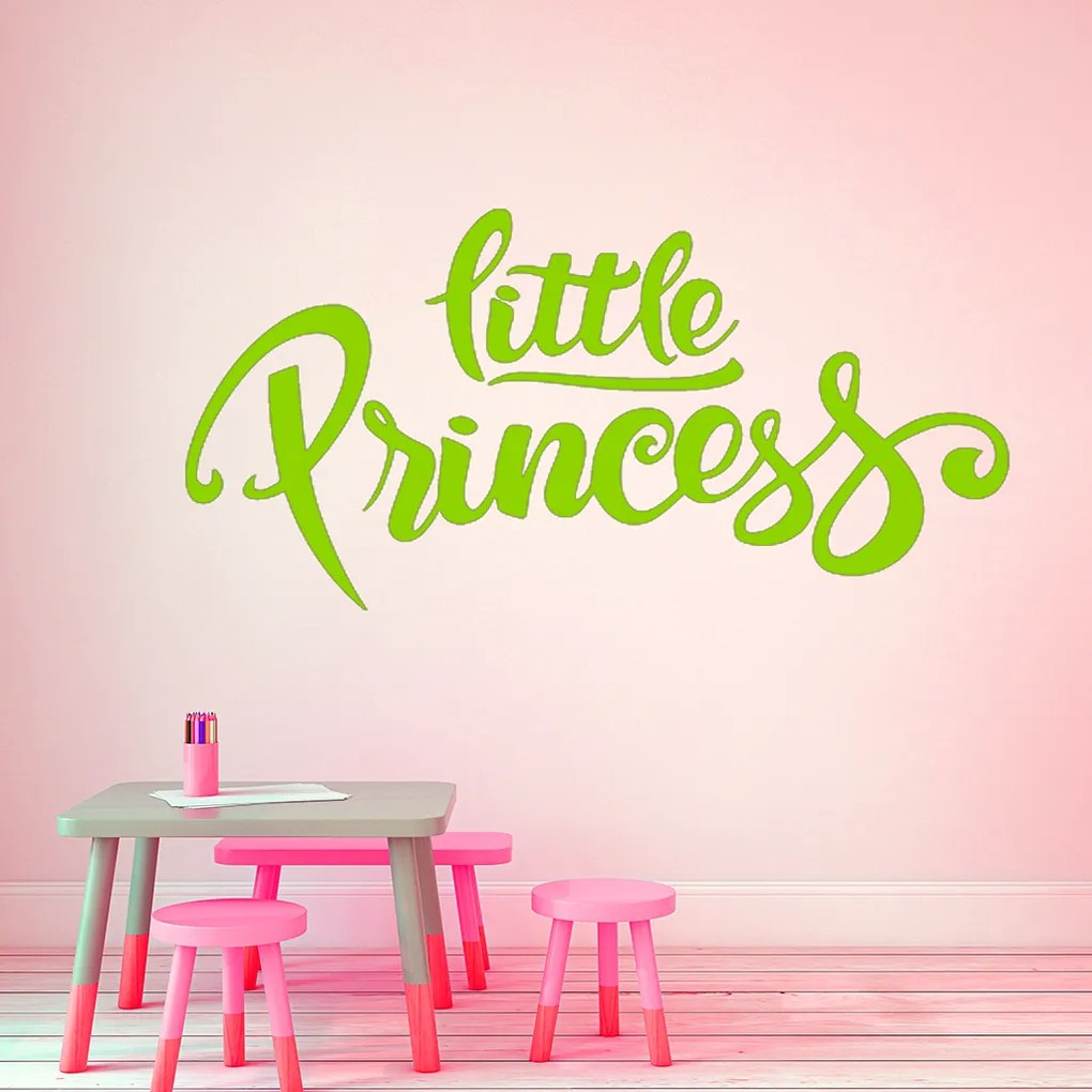 Veselá Stena Samolepka Nápis Little princess Farba: červená, Veľkosť: 80 x 43 cm