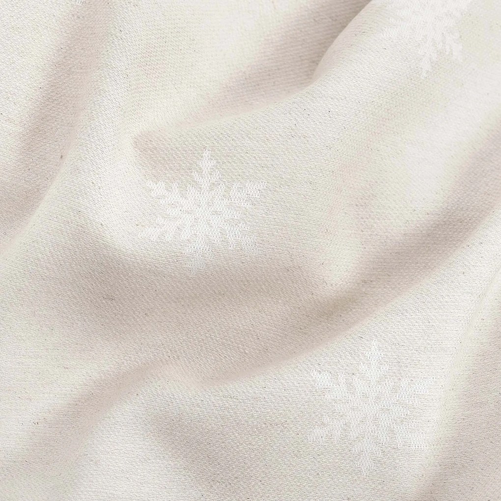 Goldea oválny obrus natura – snehové vločky na režnej 140 x 280 cm