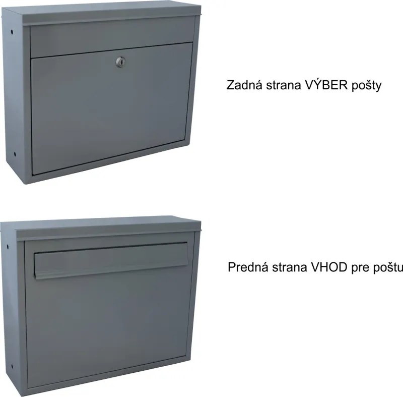 RADIM obojstranná poštová schránka RAL 9006 / Strieborná