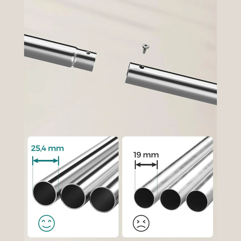 Stojan na šaty, s dvojitou tyčou a policou, kovový, strieborná farba