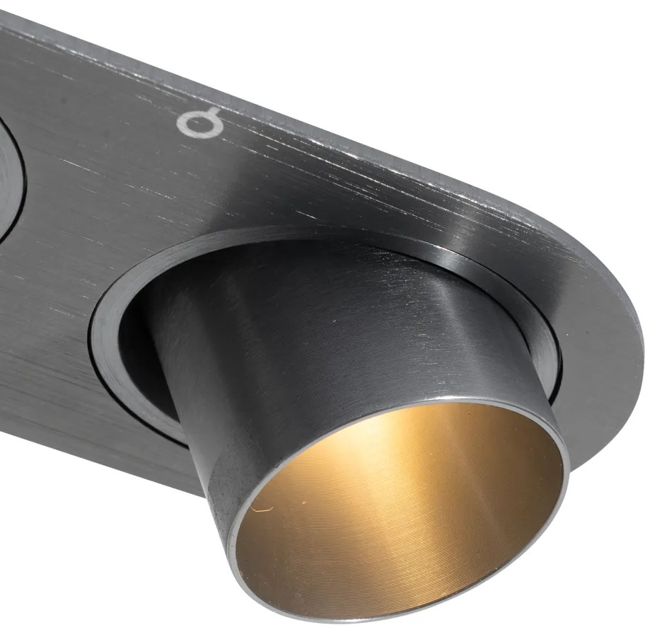 Sada 6 zapustených bodových svetiel Gunmetal GU10 35 mm naklápateľné 2-svetelné - Installa