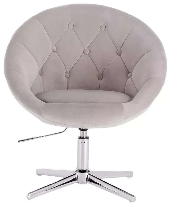 LuxuryForm DESIGN Kreslo VERA VELUR na striebornom kríži - svetlo šedé