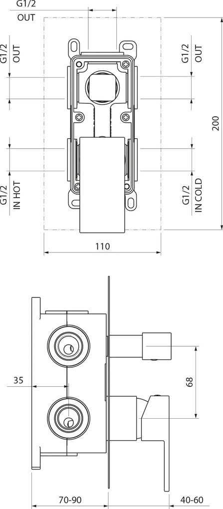 Sapho Sapho, SPECTRE podomietková sprchová batéria, 3 výstupy, chróm, 1102-87
