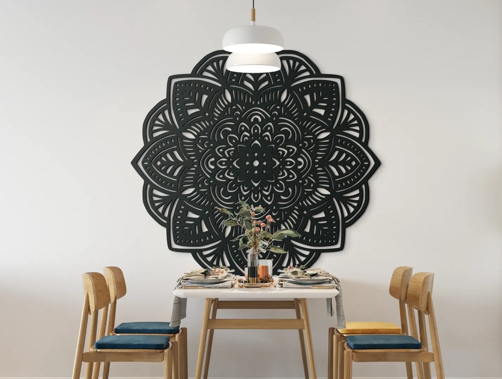drevko Drevená mandala Šťastie Rozmer obrazu: 115 x 115 cm, Farba dekorácie: Čierna
