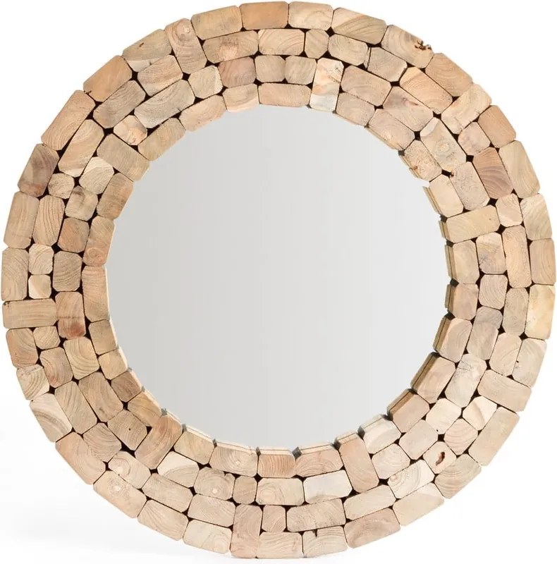 Nástenné zrkadlo s dreveným rámom ø 80 cm Eliptic – Kave Home