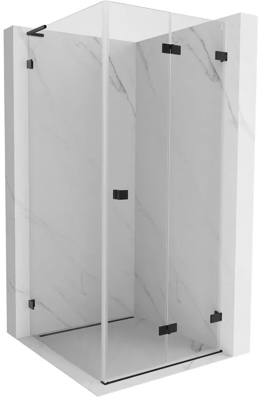 Mexen Lunar-F L, 1-krídlový sprchový kút so skladacími dverami, pravý, 70 x 70 cm, 8mm číre sklo, čierny profil, 836L-070-070-70-00-P