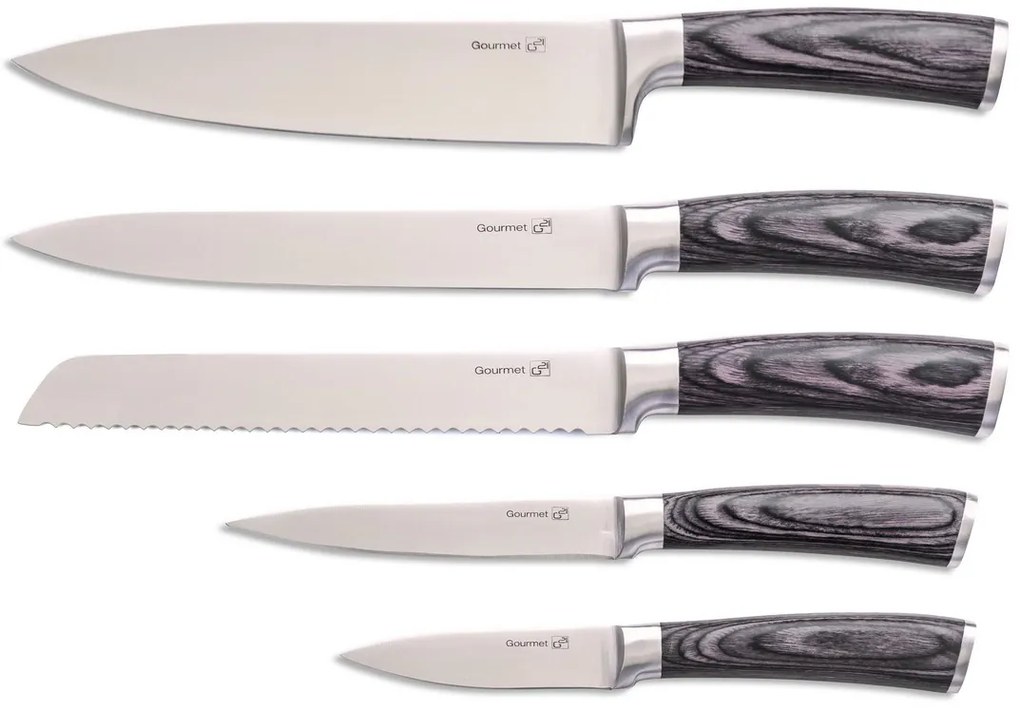 Sada nožov G21 Gourmet Rustic 5 ks + bambusový blok 6002237