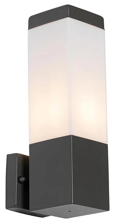 Moderné vonkajšie nástenné svietidlo tmavošedá s opálom - Malios