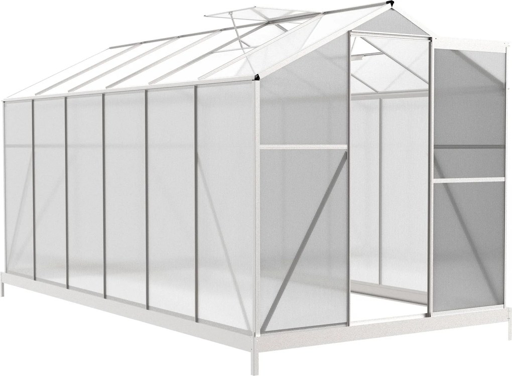 Skleník so základňou BestBerg BBGH‑1206S / 7,05 m² / 371 × 190 × 194 cm / strieborná