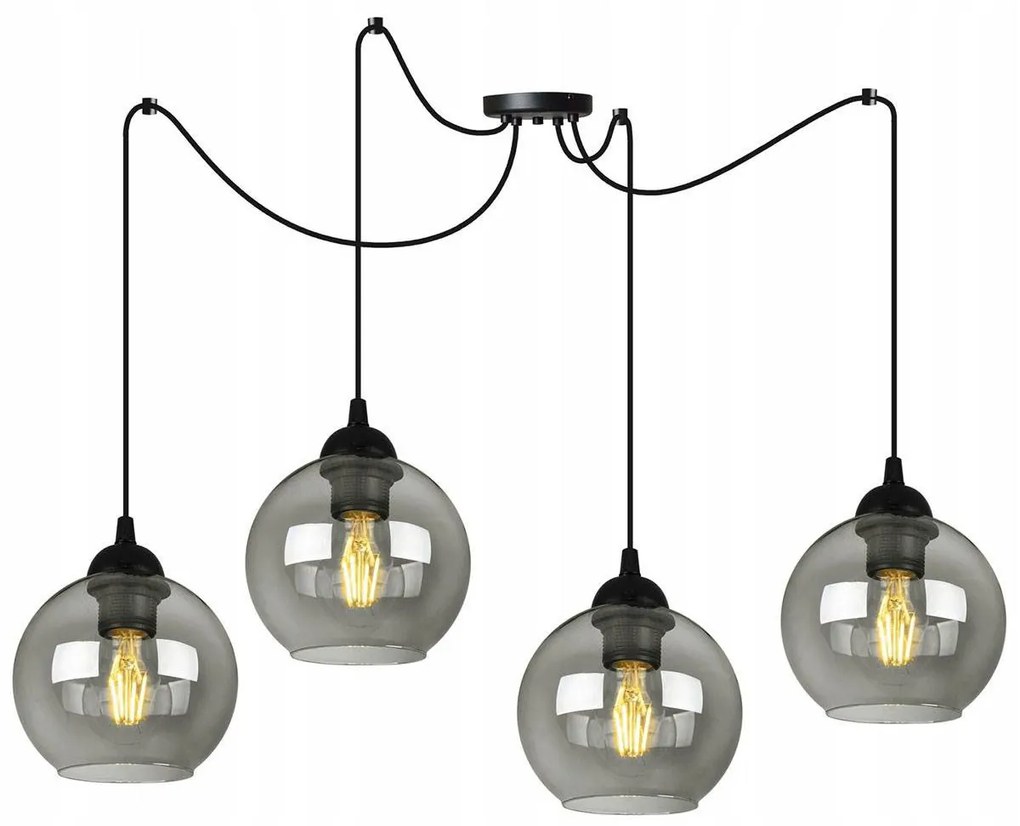 Závesné svietidlo Haga Spider, 4x sklenené tienidlo (mix 3 farieb)