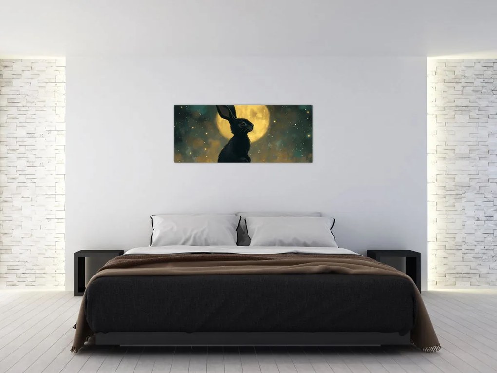 Obraz - Zajac s mesiacom (120x50 cm)