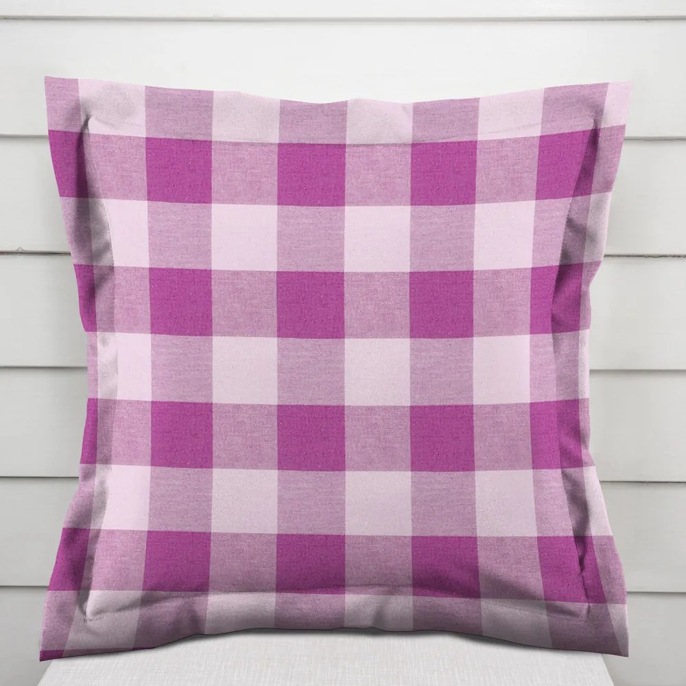Biante Bavlnená obliečka na vankúš s lemom Olivia OL-021 Fialová kocka veľká 45 x 45 cm