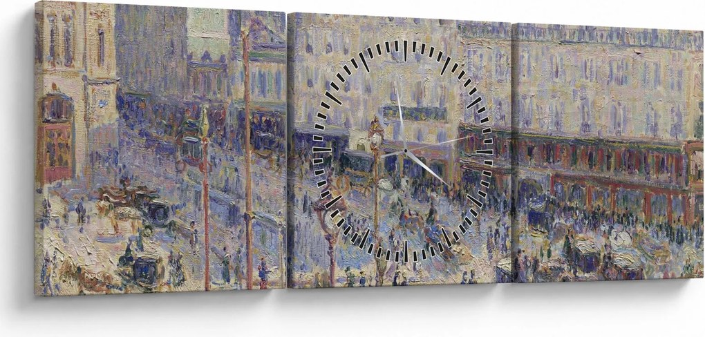 Obraz - Camille Pissarro, The Place du Havre, reprodukcia (s hodinami) (90x30 cm)