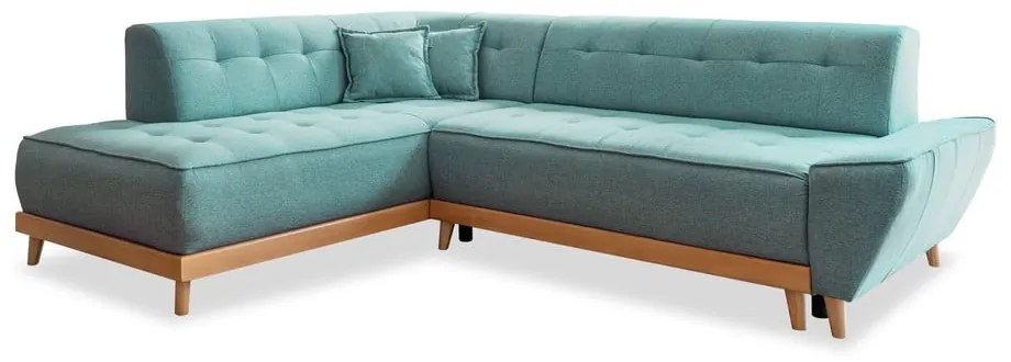 Tyrkysovomodrá rozkladacia rohová pohovka (ľavý roh) Dazzling Daisy – Miuform