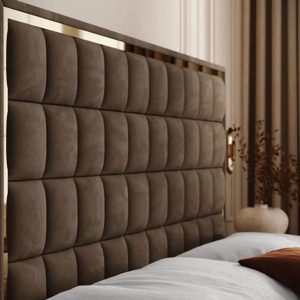VYSOKÁ ČALÚNENÁ POSTEĽ NOEMI GOLD 160X200 ROYAL VELVET 196
