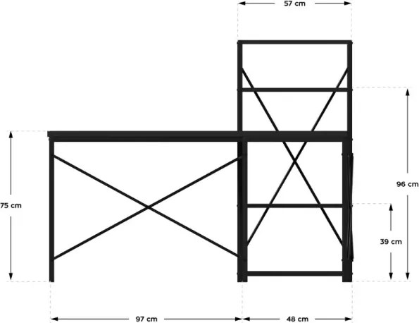 Rohový pracovný stôl s policami Leader 5.9 čierny