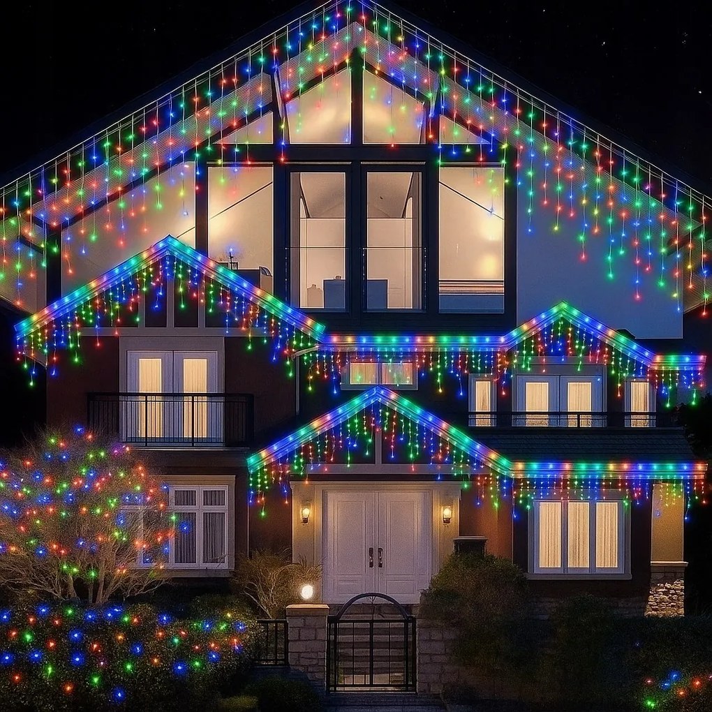 Vianočné svetielka LED záclona FLASH multicolor 300 LED